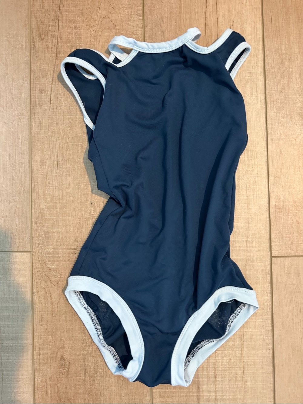 FIVE DANCEWEAR Navy Blue Dance Leotard with White Trim